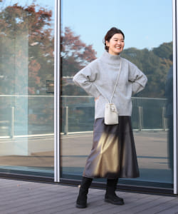Demi-Luxe BEAMS / フェイクレザー フレアスカート