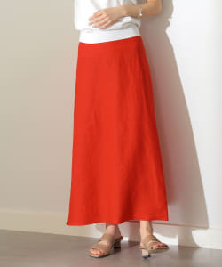 Demi-Luxe BEAMS / リネン シンプル ロングスカート.M