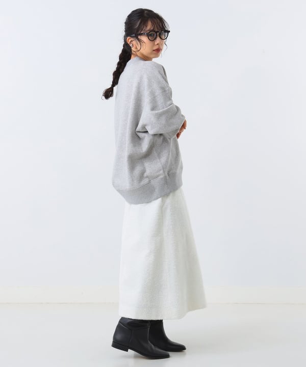 美品 BEAMS / 洗える 麻混 フロント釦 Aラインスカート 19SS