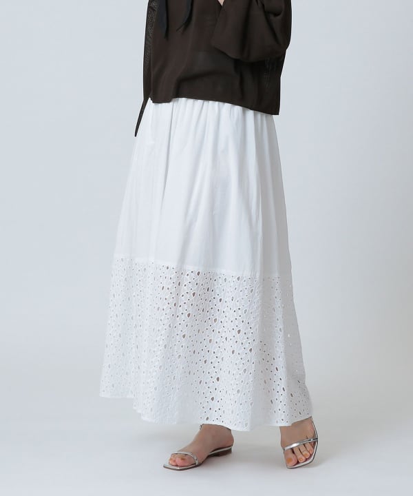 Demi-Luxe BEAMS（デミルクス ビームス）Demi-Luxe BEAMS / シフリー刺繍 切り替えスカート（スカート マキシ・ロング丈 スカート）通販｜BEAMS