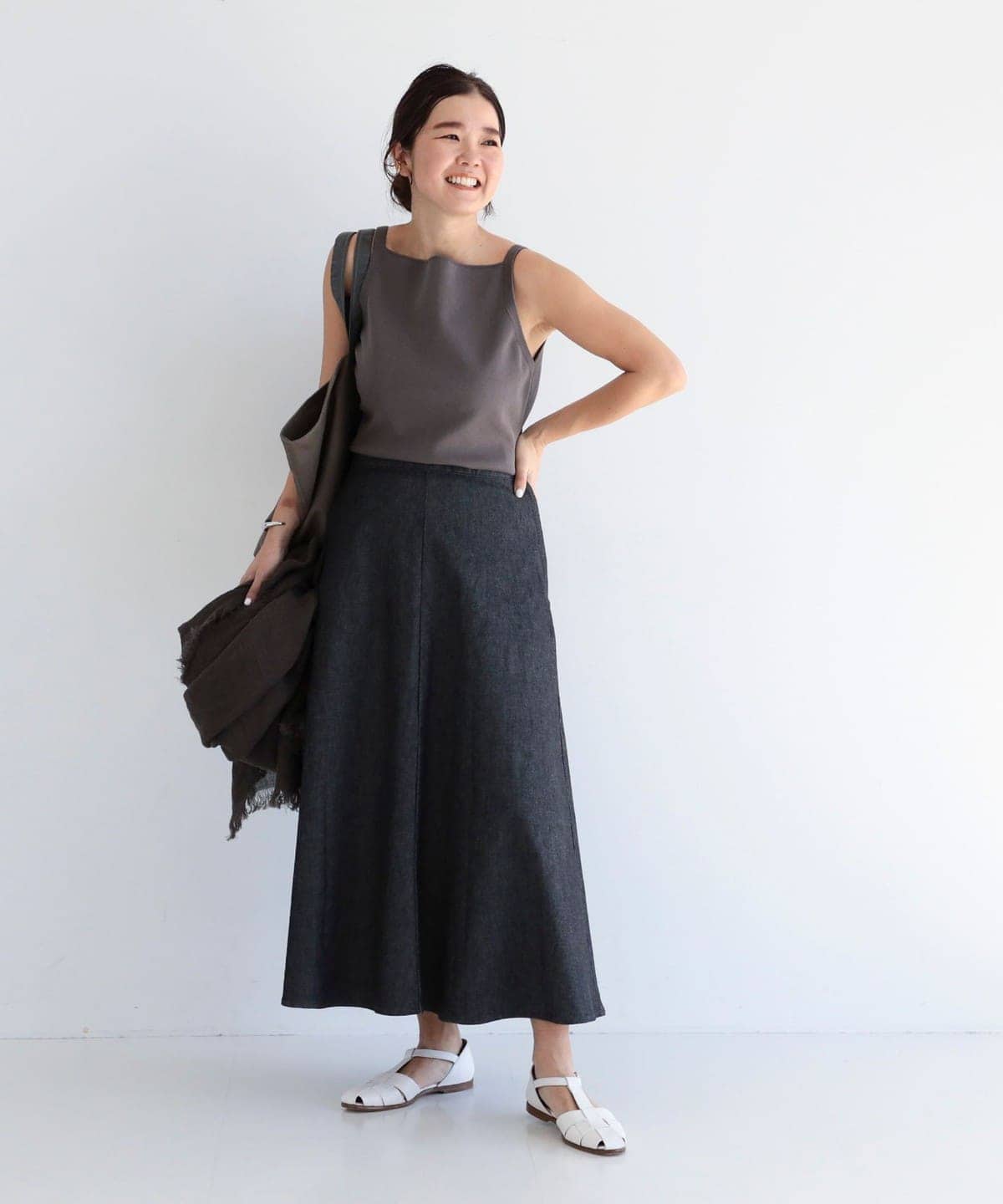 【別注】エディター坪田あさみ × woadblue / デニム フレア スカート スカート WOMEN BLACK M 【別注】エディター坪田あさみ × woadblue / デニム フレア スカート スカート WOMEN BLACK M