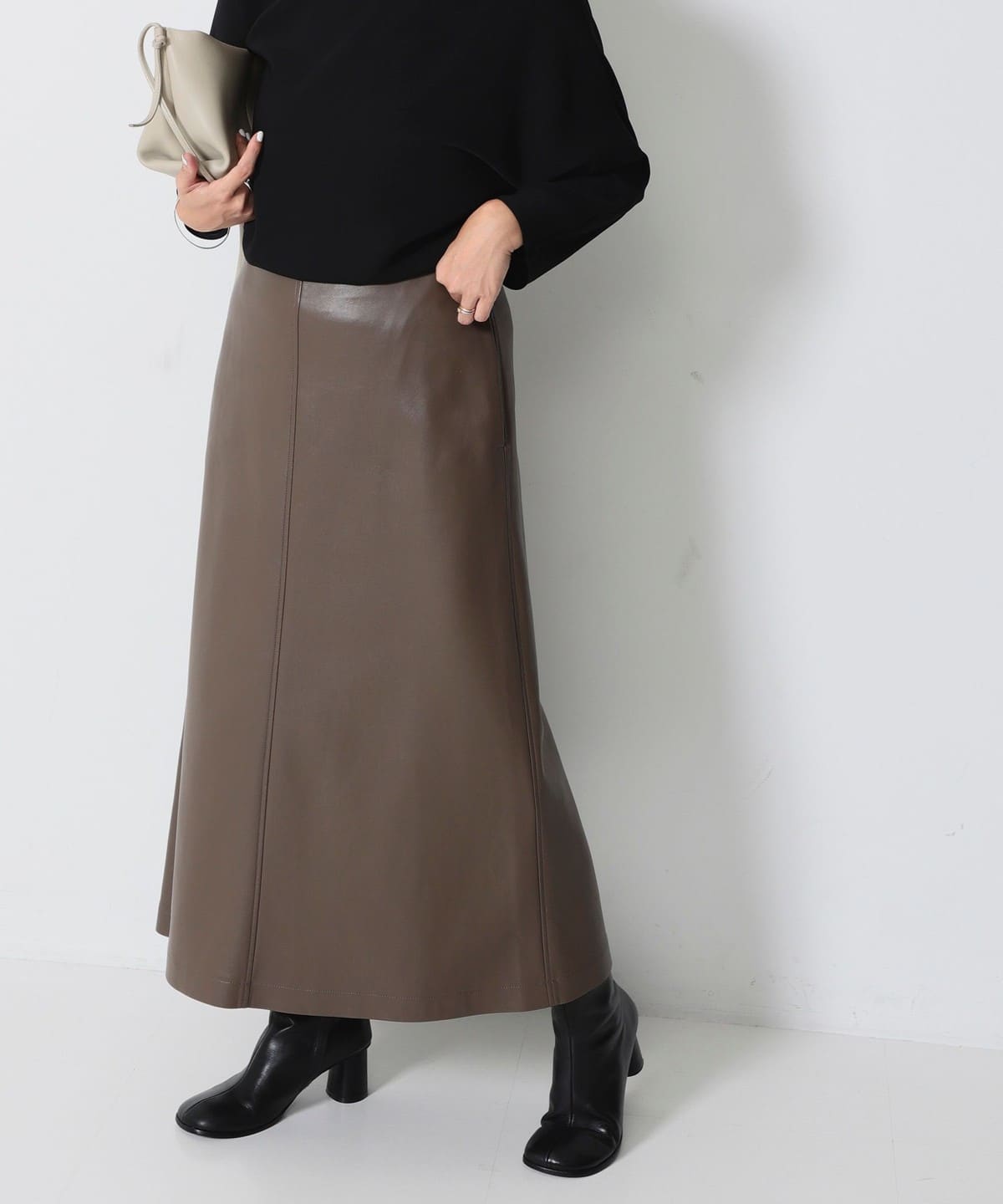 フェイクレザー フレアスカート スカート WOMEN KHAKI 40 フェイクレザー フレアスカート スカート WOMEN KHAKI 40