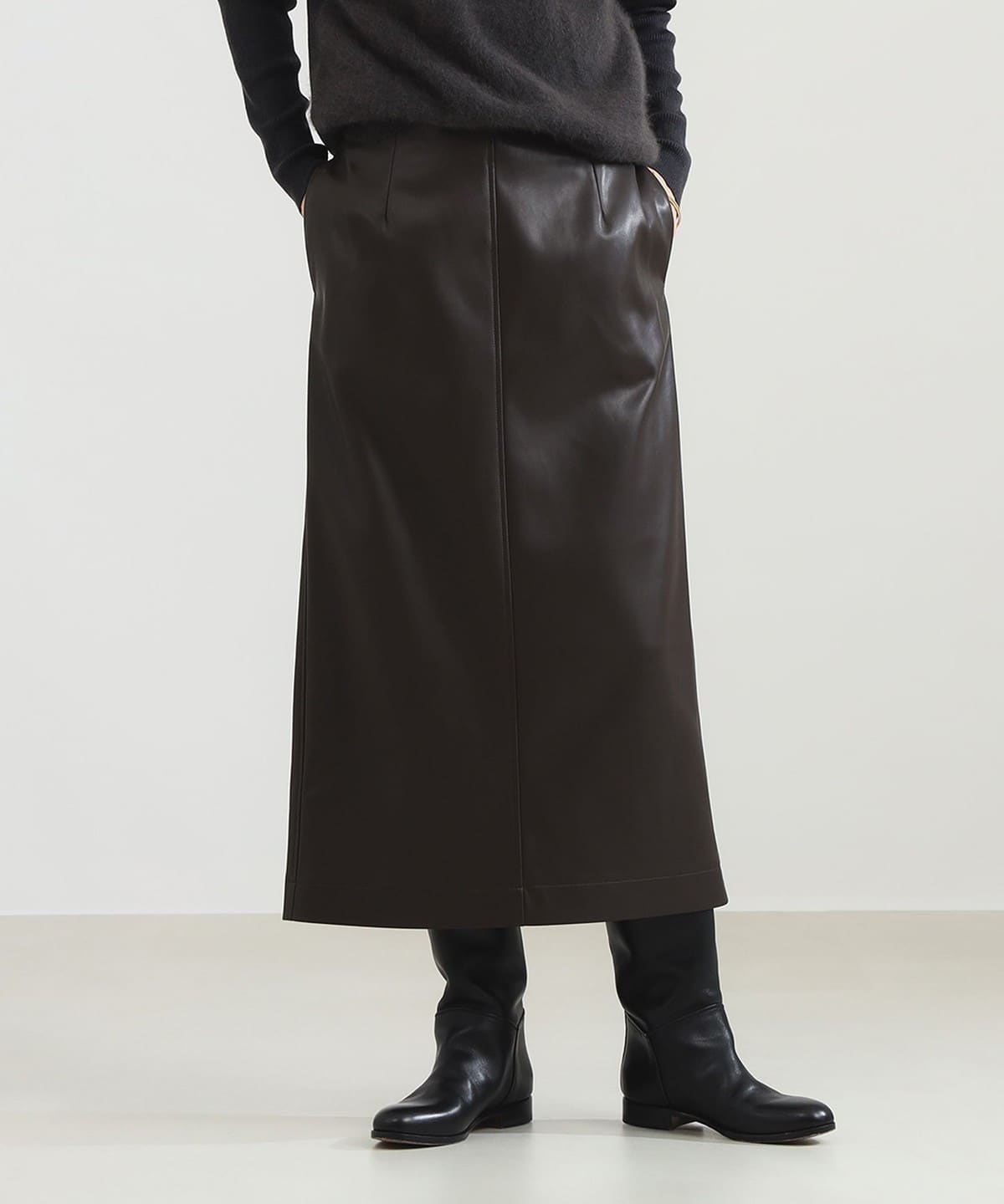 【+15%ポイントUP】フェイクレザー セミタイトスカート スカート WOMEN BITTER BROWN 36 【+15%ポイントUP】フェイクレザー セミタイトスカート スカート WOMEN BITTER BROWN 36