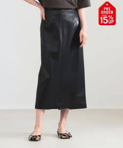 【+15%ポイントUP】フェイクレザー セミタイトスカート