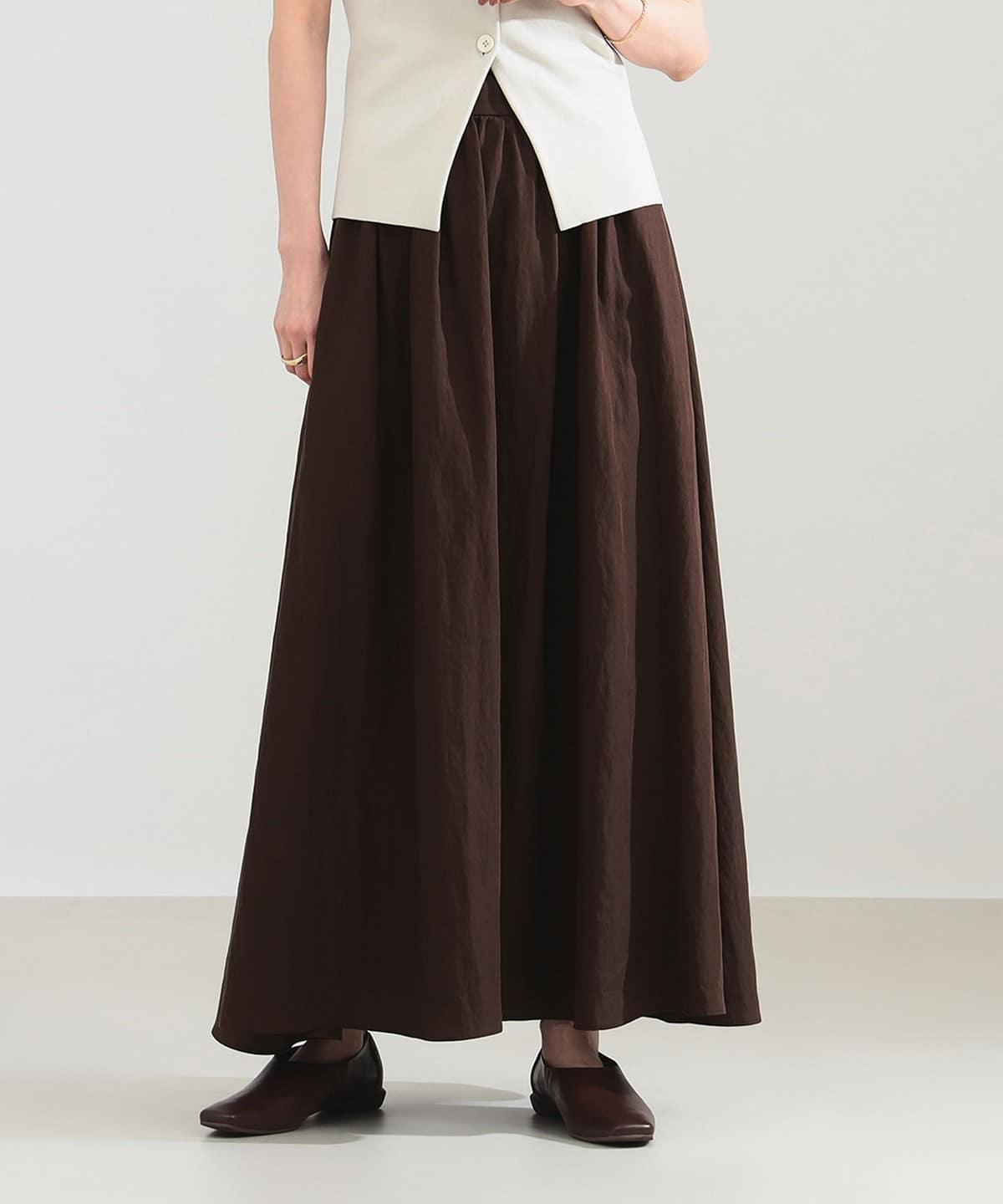 ポプリン ギャザースカート スカート WOMEN BROWN 36 ポプリン ギャザースカート スカート WOMEN BROWN 36
