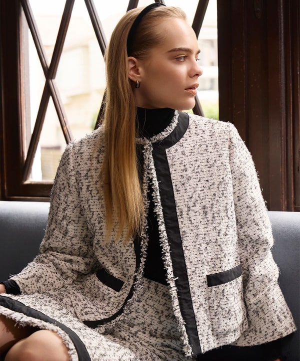 ビームス☆ツイードジャケット・スカート☆専用 EFFE BEAMS（エッフェ ビームス）モノトーン ツイード スカート