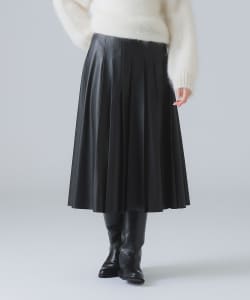 【+15%ポイントUP】フェイクレザー プリーツスカート