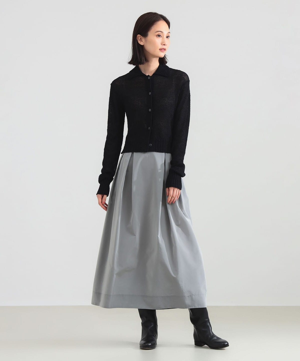 Demi-Luxe BEAMS（デミルクス ビームス）シルバー タックスカート