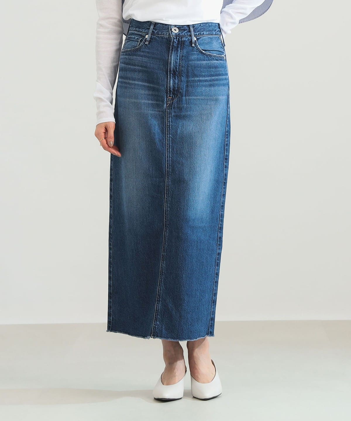 Demi-luxe BEAMS upper heights ロングデニムスカート Demi-Luxe BEAMS（デミルクス ビームス）【別注】upper hights / THE
