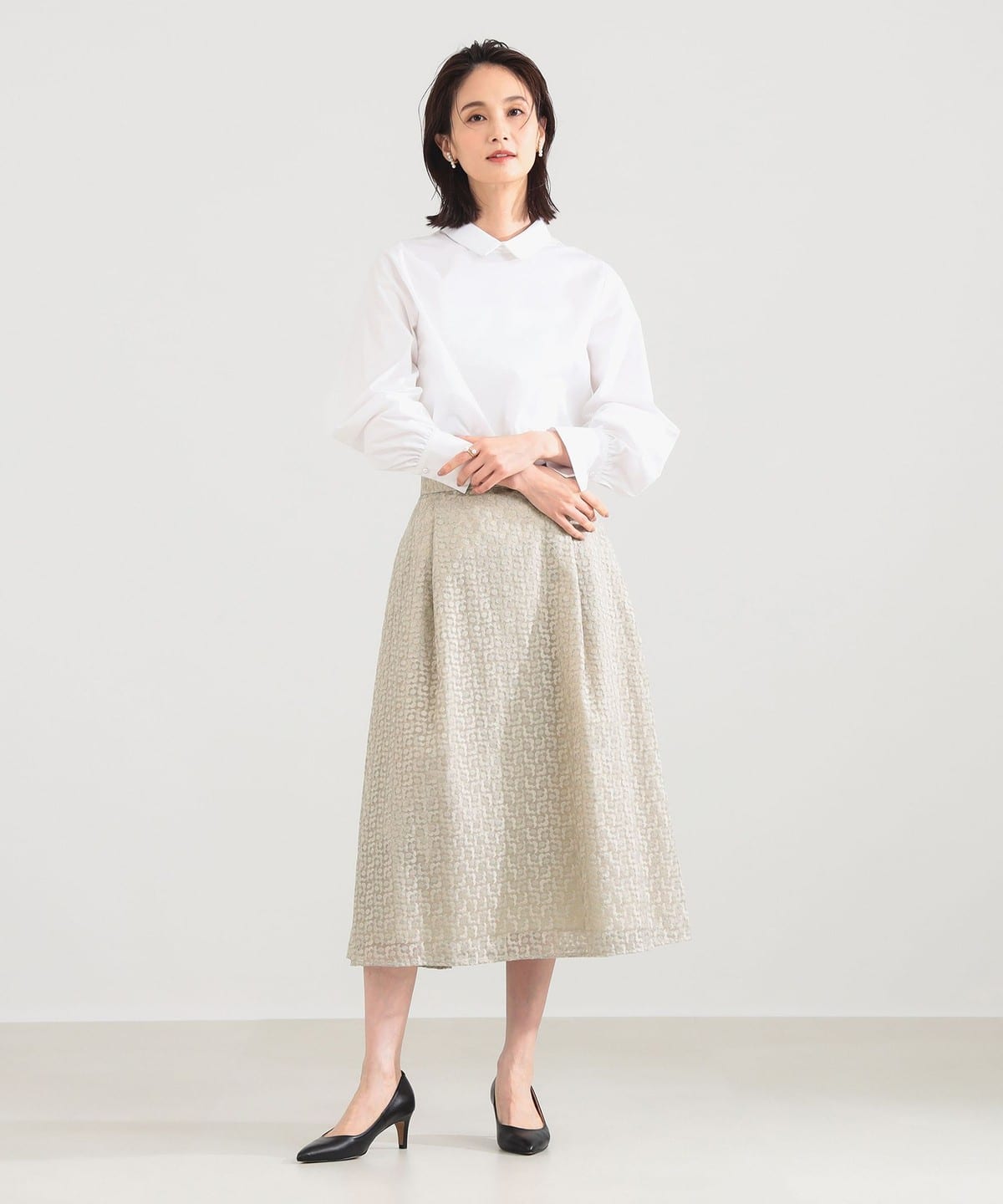 未使用級⭐︎Demi-Luxe BEAMS オーガンジー フレアスカート38 黒 Demi-Luxe BEAMS（デミルクス ビームス）オーガンジー エンブロイ
