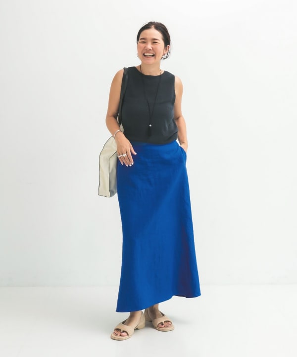シンプル リネン スカート .M BEAMS STAFF：H162　Size：38
