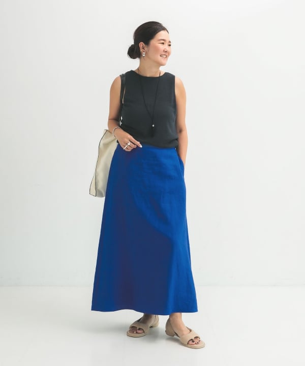 シンプル リネン スカート .M BEAMS STAFF：H162　Size：38