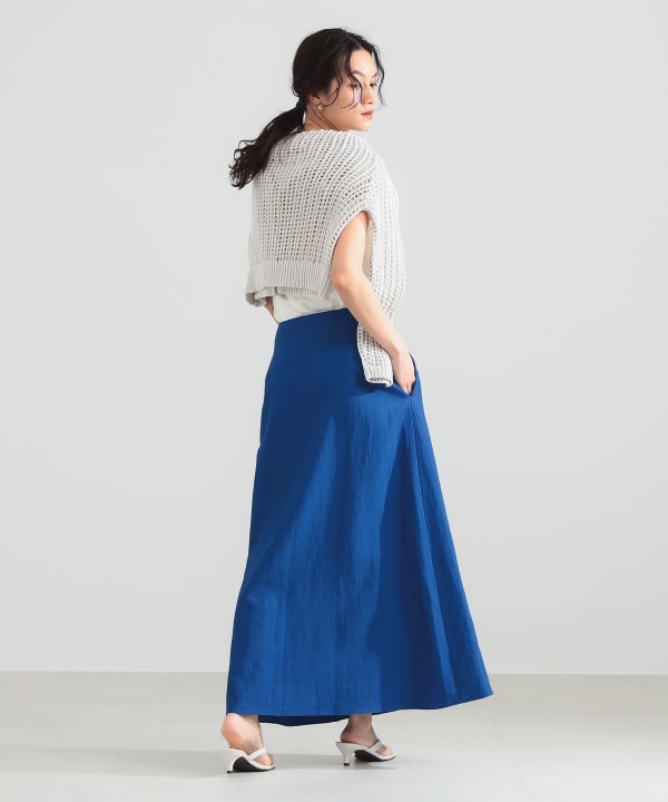 シンプル リネン スカート .M Model：H165 B77 W57 H79　Size：38