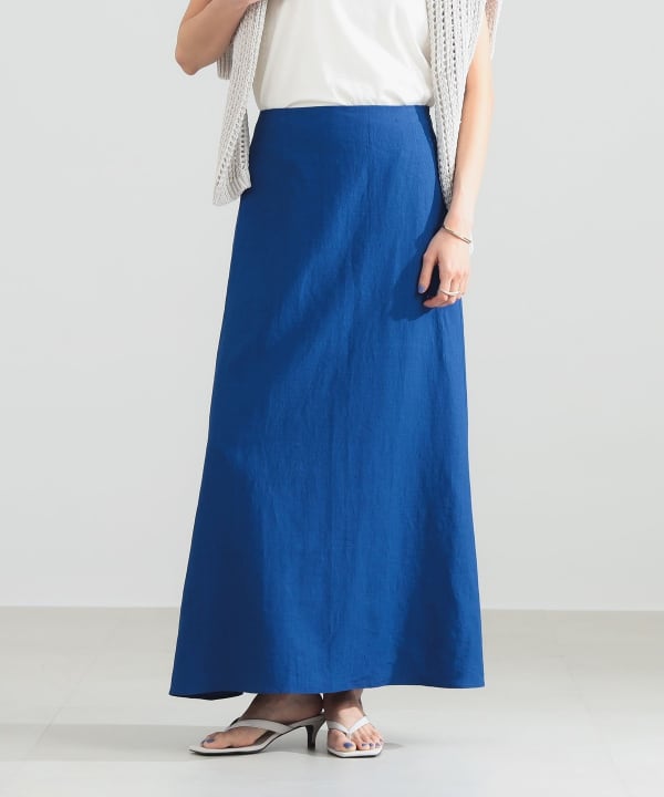 シンプル リネン スカート .M Model：H165 B77 W57 H79　Size：38
