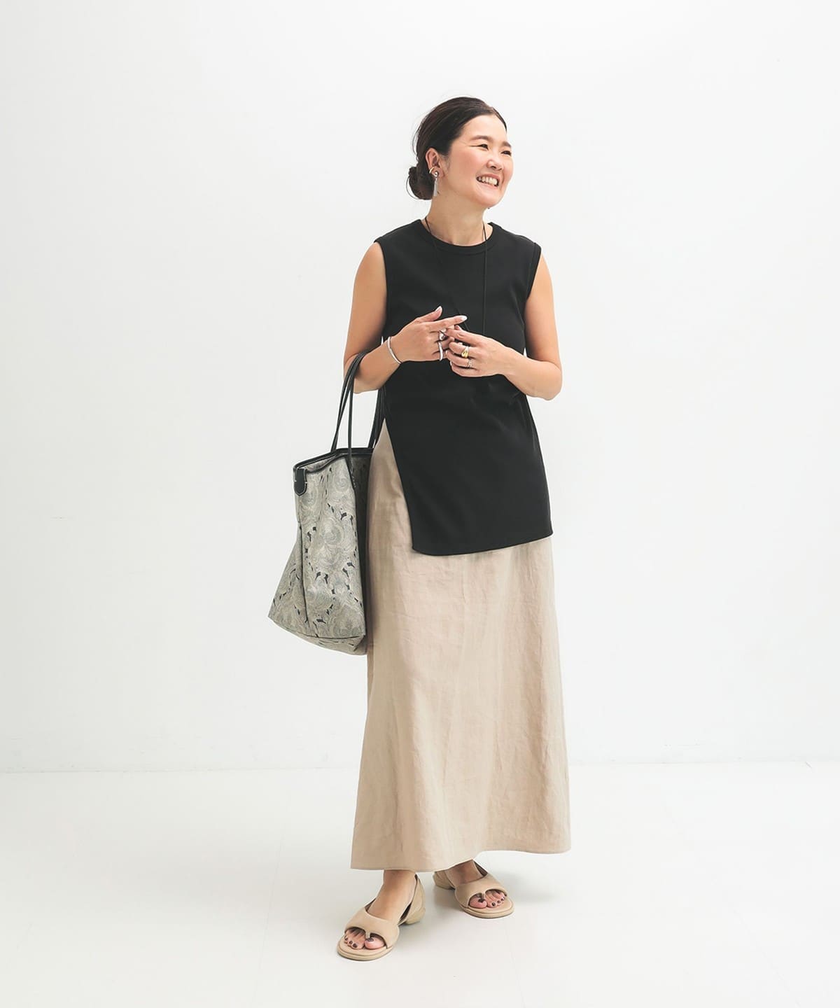 Demi-Luxe BEAMS（デミルクス ビームス）シンプル リネン スカート .M