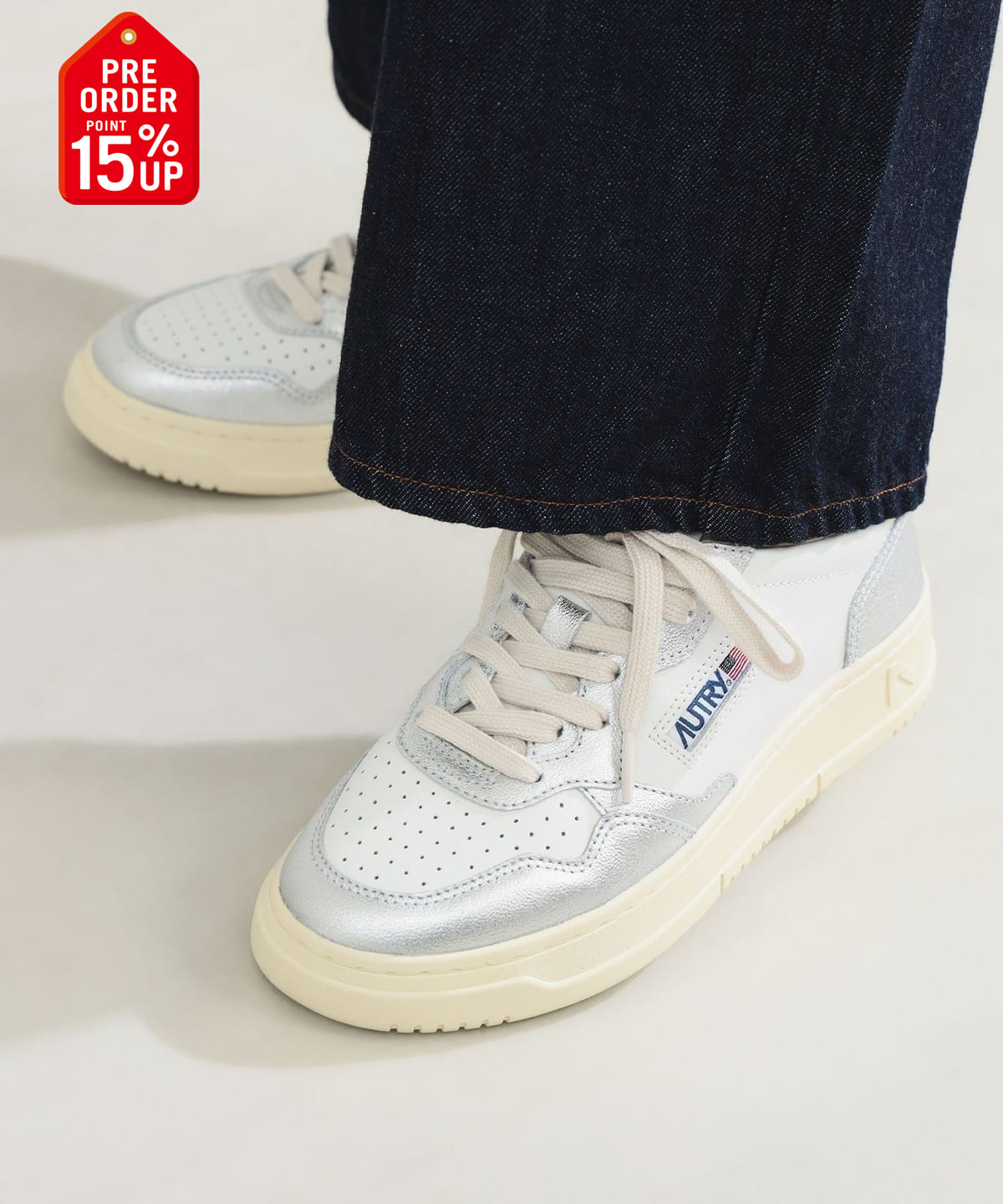 【+15%ポイントUP】AUTRY / MEDALIST LOW バイカラー レザースニーカー シューズ WOMEN WHITE/SILVER 36 【+15%ポイントUP】AUTRY / MEDALIST LOW バイカラー レザースニーカー シューズ WOMEN WHITE/SILVER 36