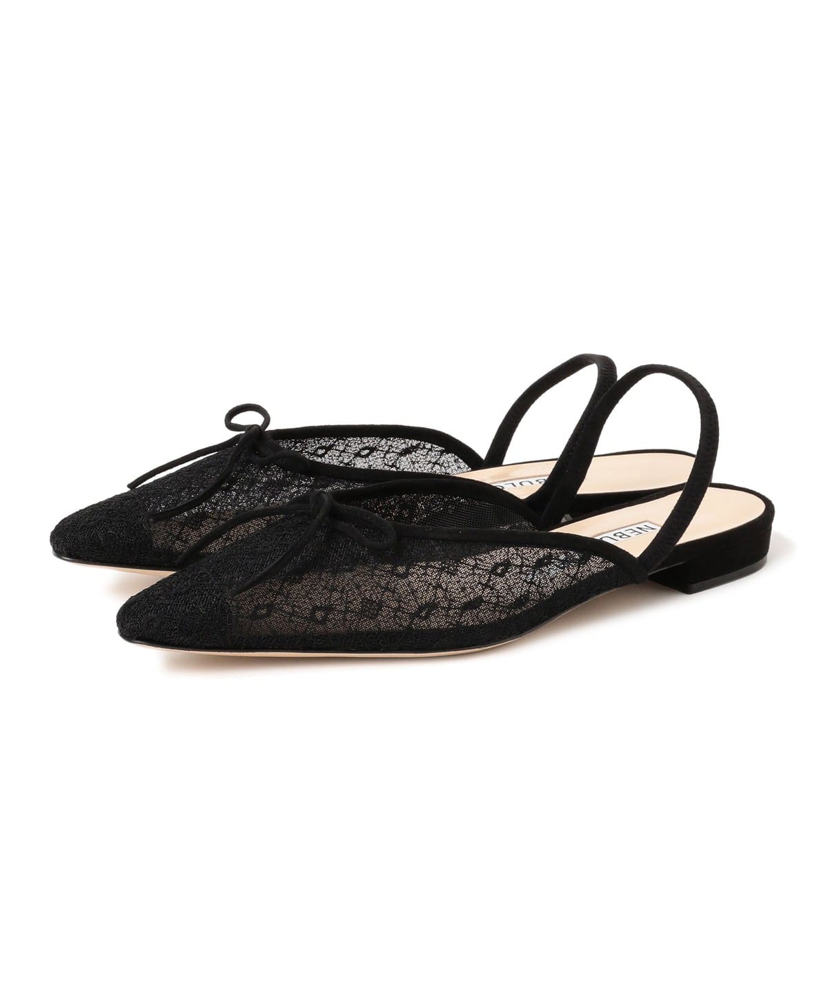 NEBULONI E. ネブローニ / レース リボン ミュール シューズ WOMEN BLACK 36 NEBULONI E. ネブローニ / レース リボン ミュール シューズ WOMEN BLACK 36