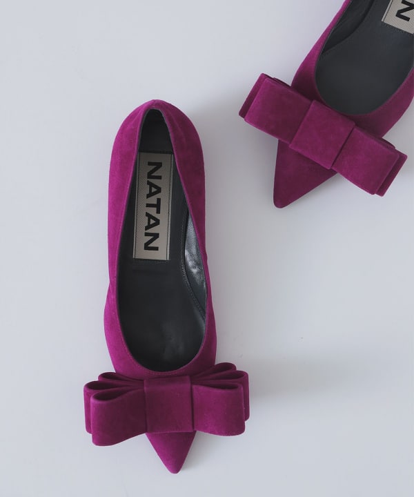 ワインレッド スエード リボン付き パンプス EFFE BEAMS（エッフェ ビームス）NATAN / スエード リボンパンプス
