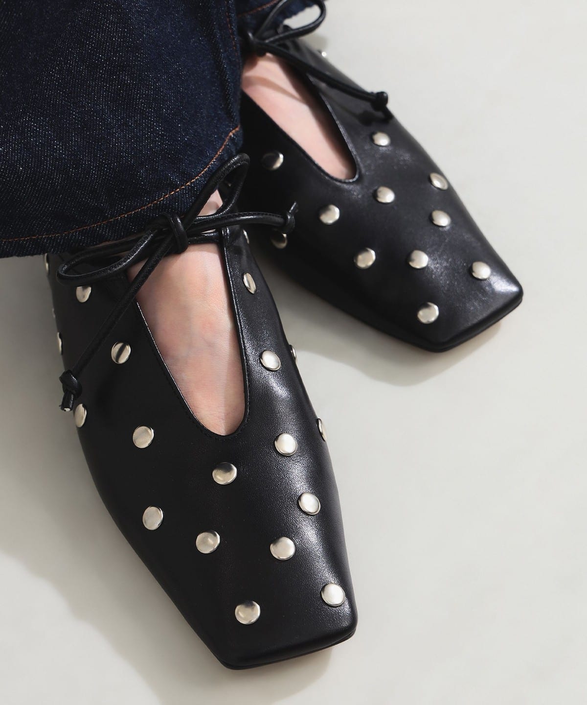 PIPPICHIC / AMBER スタッズ フラットシューズ シューズ WOMEN BLACK 37.5 PIPPICHIC / AMBER スタッズ フラットシューズ シューズ WOMEN BLACK 37.5