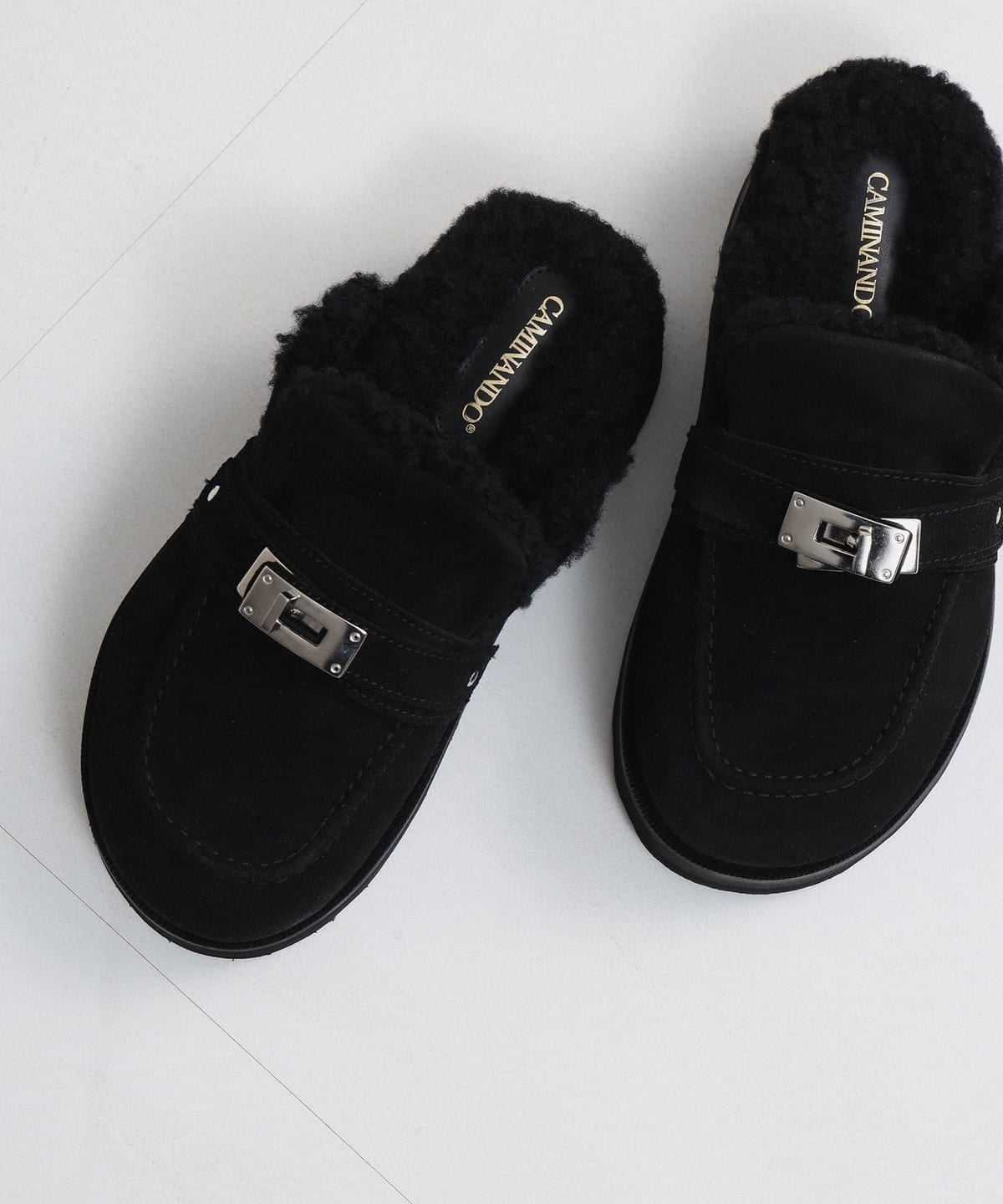 【+15%ポイントUP】【別注】CAMINANDO カミナンド / シアリング バックル サンダル シューズ WOMEN BLACK 7 【+15%ポイントUP】【別注】CAMINANDO カミナンド / シアリング バックル サンダル シューズ WOMEN BLACK 7