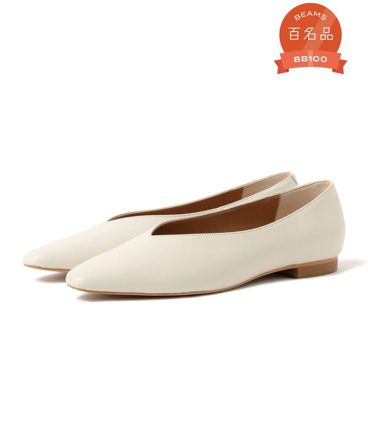 Vカット フラット パンプス シューズ WOMEN IVORY 36
