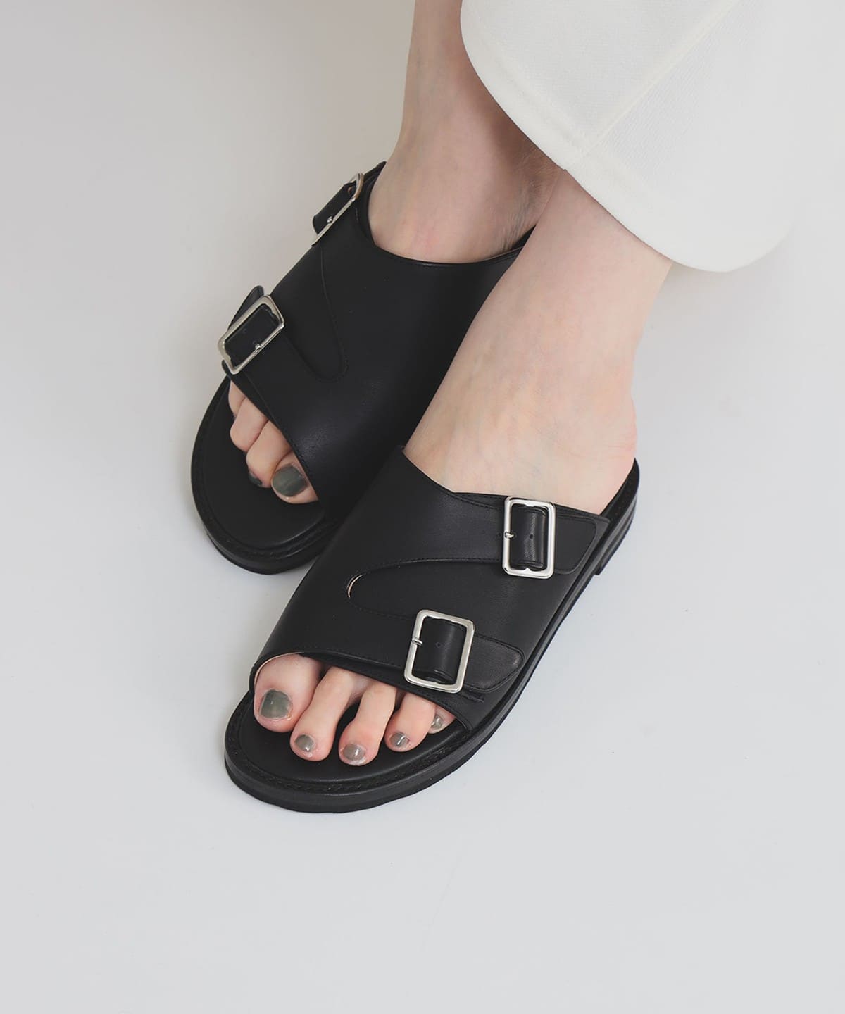 BEAUTIFUL SHOES ビューティフル シューズ / ダブル ベルト サンダル シューズ WOMEN BLACK 22.5 BEAUTIFUL SHOES ビューティフル シューズ / ダブル ベルト サンダル シューズ WOMEN BLACK 22.5