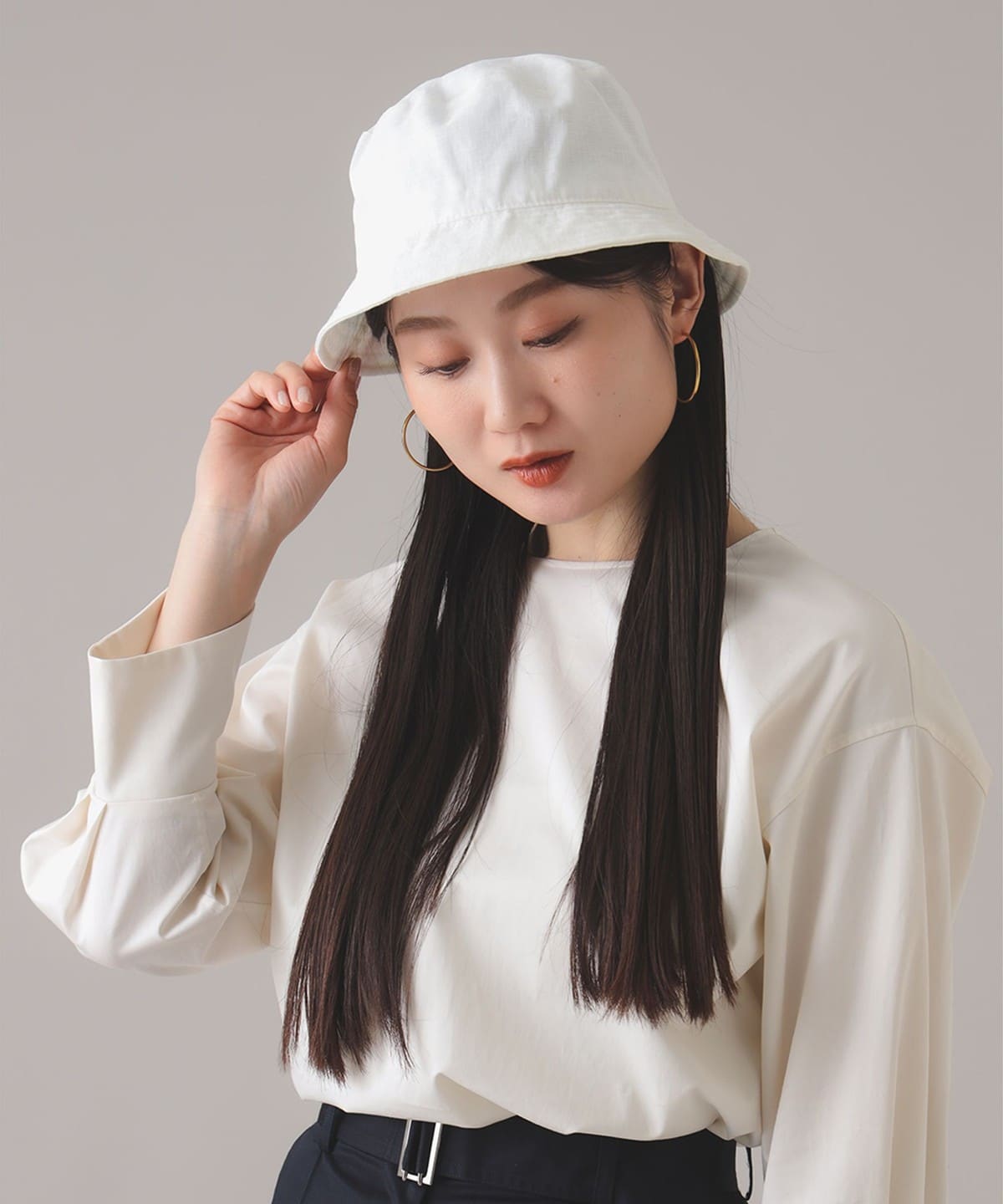 GRILLO グリッロ / リネン バケットハット 帽子 WOMEN WHITE 1(57) GRILLO グリッロ / リネン バケットハット 帽子 WOMEN WHITE 1(57)