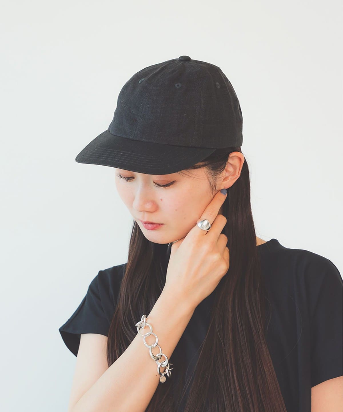 YLEVE イレーヴ × KIJIMA TAKAYUKI / リネン ポプリン キャップ 帽子 WOMEN 別注CHARCOAL 1 YLEVE イレーヴ × KIJIMA TAKAYUKI / リネン ポプリン キャップ 帽子 WOMEN 別注CHARCOAL 1