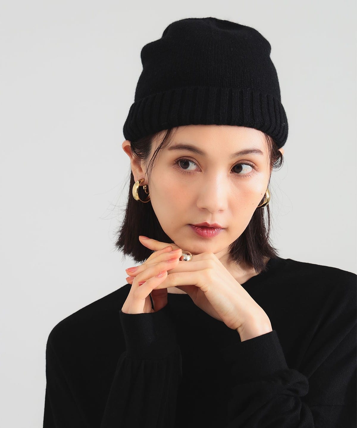 GRILLO グリッロ / カシミヤ混 ビーニー 帽子 WOMEN BLACK ONE SIZE GRILLO グリッロ / カシミヤ混 ビーニー 帽子 WOMEN BLACK ONE SIZE