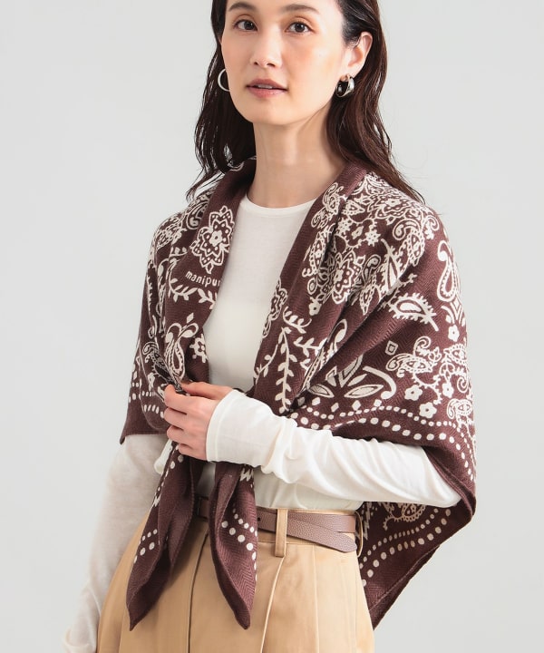 【+10%ポイントUP】manipuri / バンダナ ストール WEB限定カラーとして〈Demi-Luxe BEAMS〉だけの別注BROWNが登場