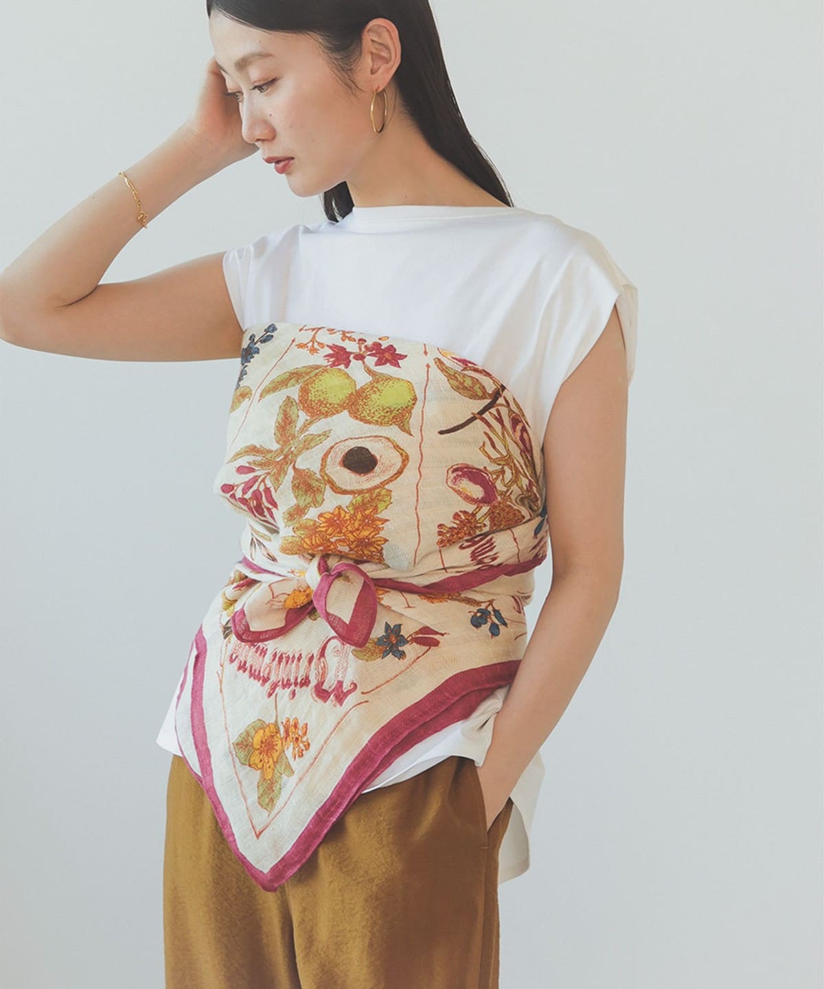 manipuri / シーズナルフルーツ リネン ストール. ファッション雑貨 WOMEN IVORY ONE SIZE manipuri / シーズナルフルーツ リネン ストール. ファッション雑貨 WOMEN IVORY ONE SIZE