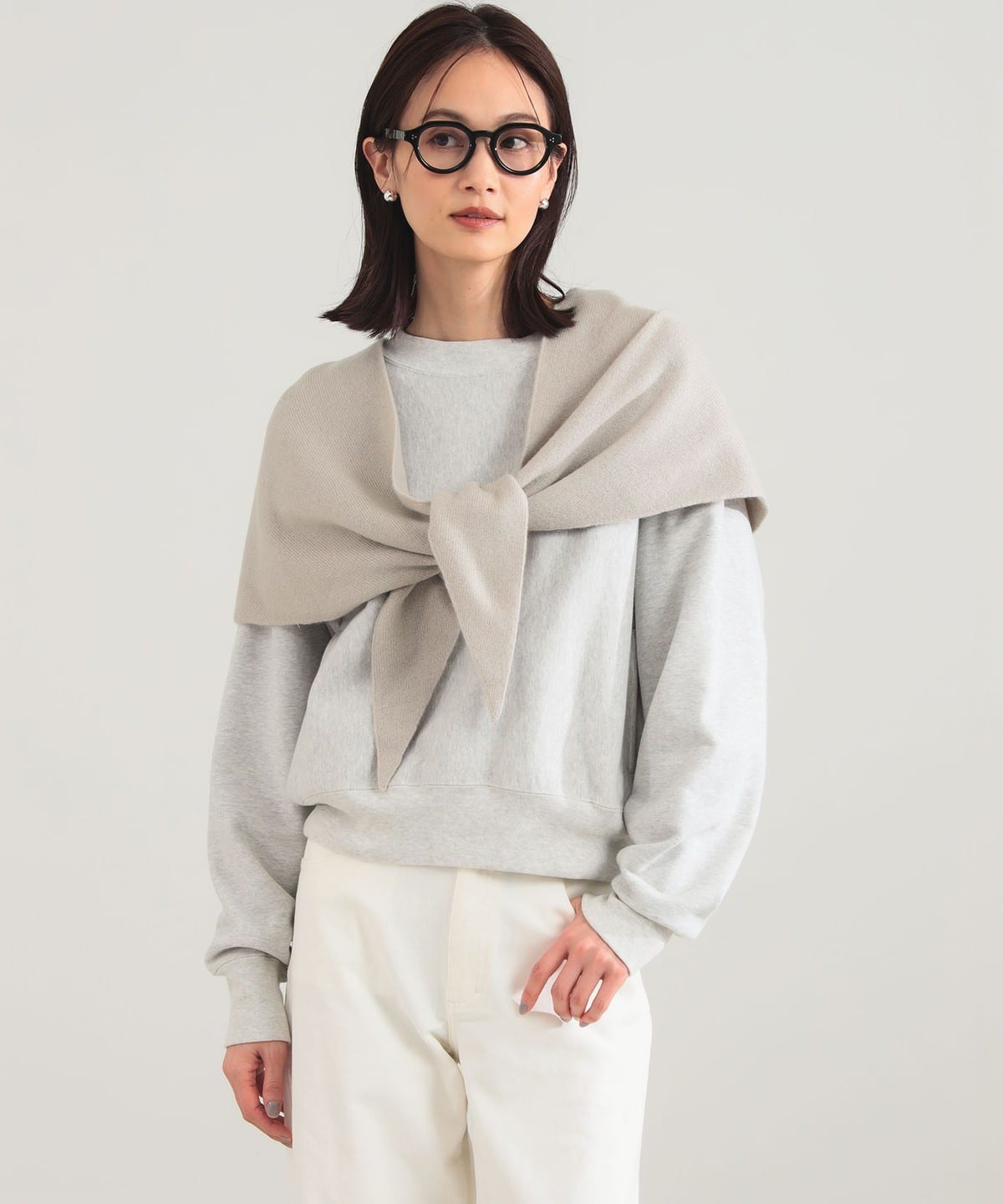 ASAUCE MELER ビームスFカシミヤ100%チャコールグレー マフラー BEAMS SELECTION for WOMEN（ビームス セレクション for ウィメン