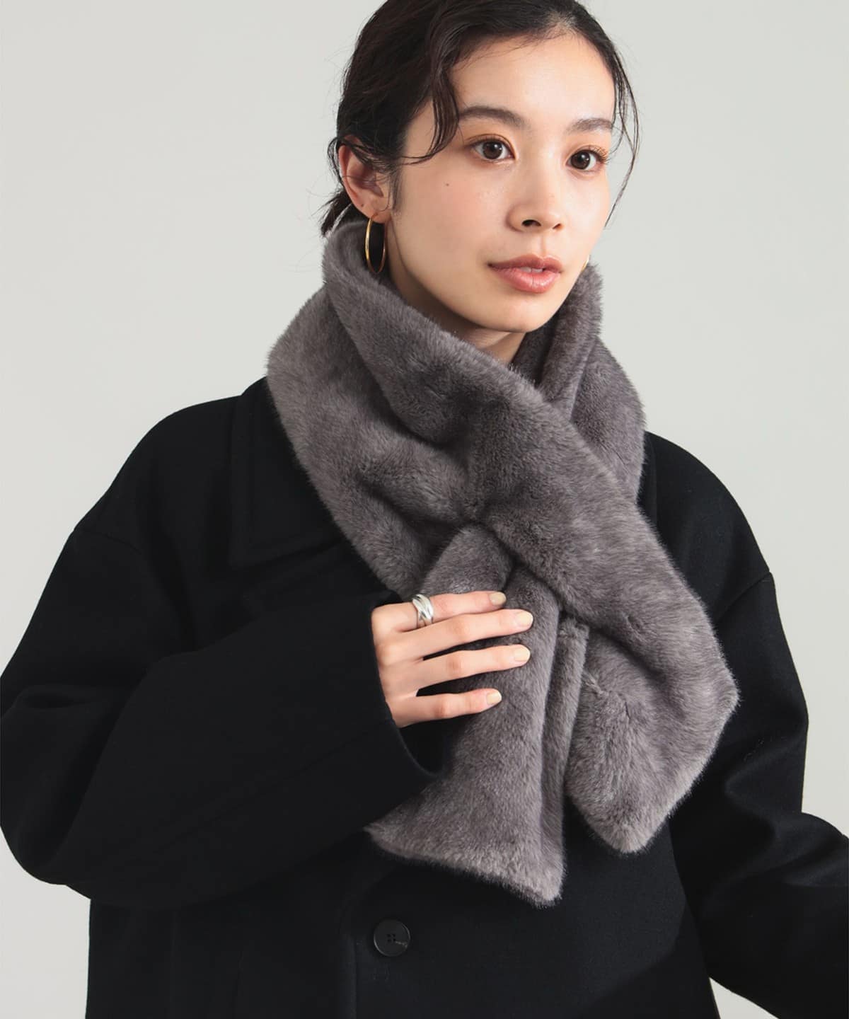 ミンク フェイクファー マフラー ファッション雑貨 WOMEN GREY ONE SIZE