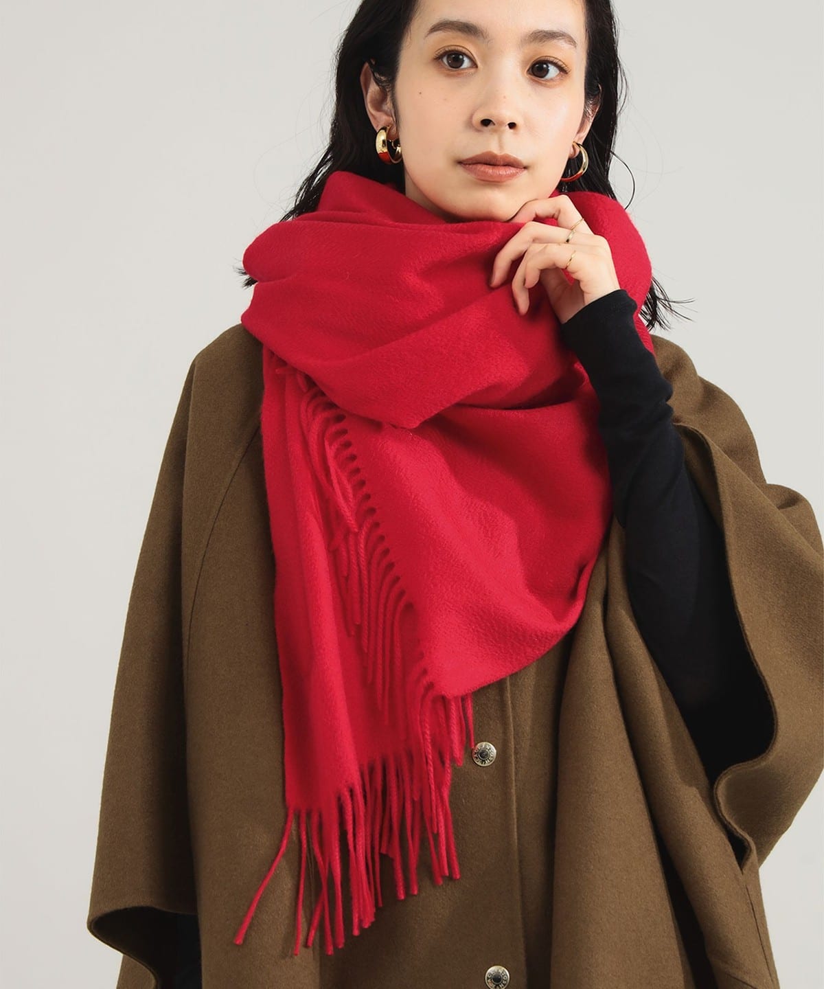 カシミヤ ソリッド ストール ファッション雑貨 WOMEN RED ONE SIZE カシミヤ ソリッド ストール ファッション雑貨 WOMEN RED ONE SIZE
