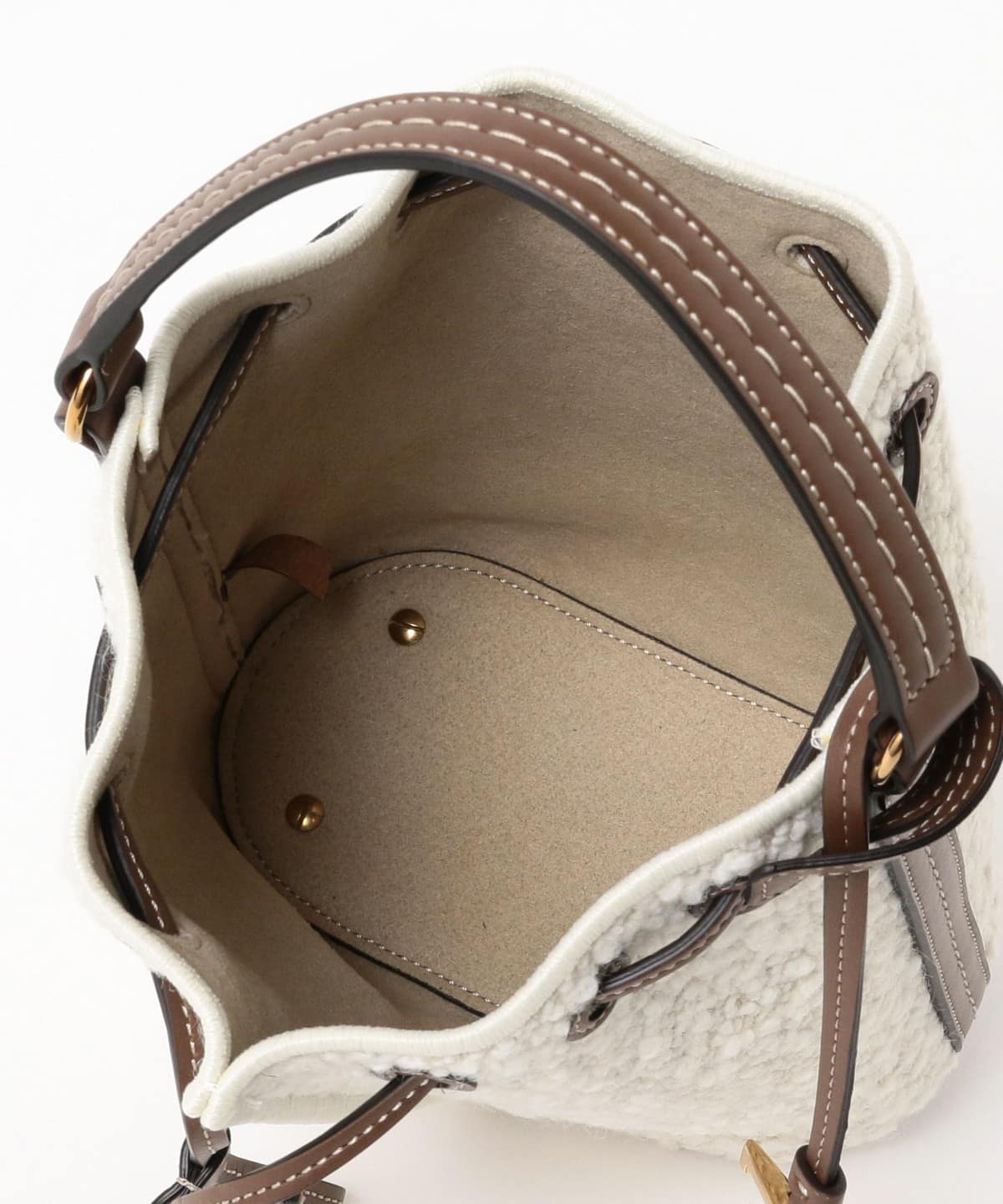 EFFE BEAMS(EFFE BEAMS)TOD'S / Bouclé 織物和皮革水桶包 EFFE BEAMS(EFFE BEAMS)TOD'S / Bouclé 織物和皮革水桶包