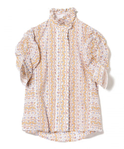 Thierry Colson / フラワー ラッフル スタンドカラー ブラウス