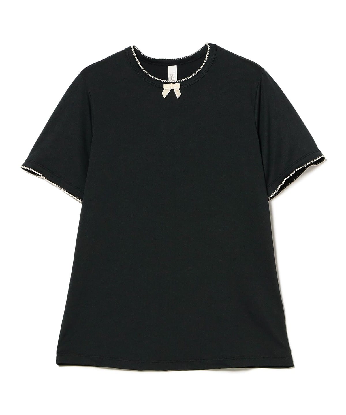 CARO EDITIONS / ジャージー リボン Tシャツ Tシャツ・カットソー WOMEN BLACK S