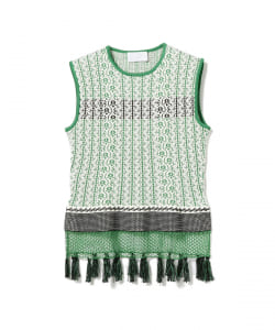 Mame Kurogouchi / ジャカード ミックス ノースリーブニット