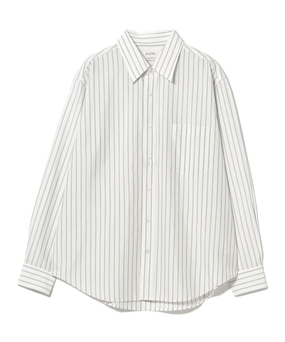 Ernie Palo コットンシルクストライプシャツ International Gallery BEAMS（インターナショナルギャラリー