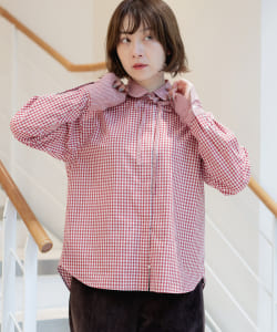 ギンガムチェック ナローリボン シャツ