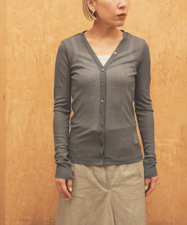 Ernie Palo Sheer Rib Vneck Cardigan Red