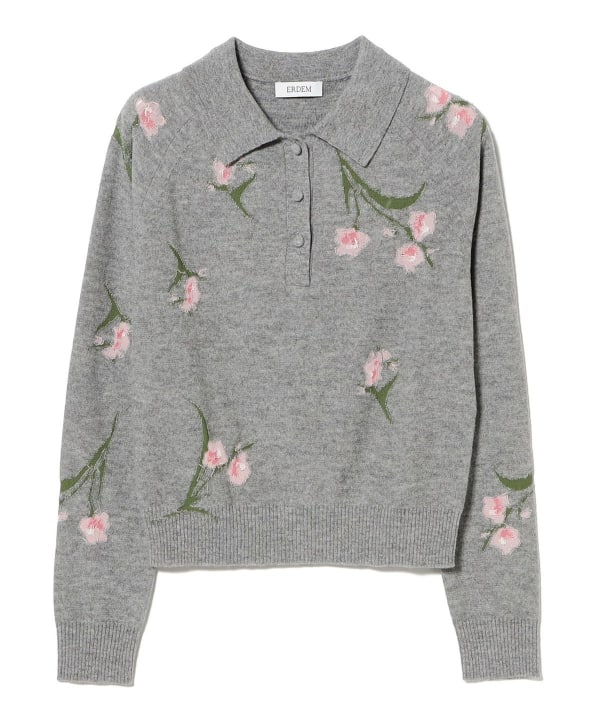 ERDEM / フローラル ポロ ニット