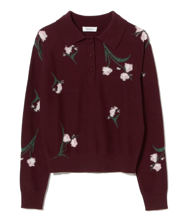 ERDEM / フローラル ポロ ニット