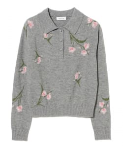 ERDEM / フローラル ポロ ニット