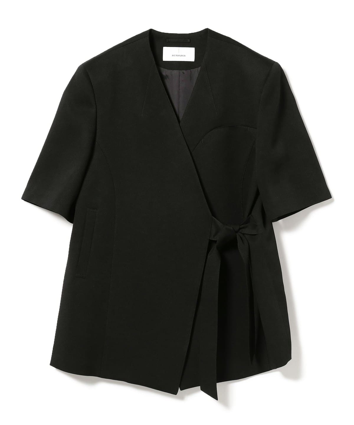 アキラナカ Murielカラーレスジャケット アシメ ベルト ブラック o75Ze  