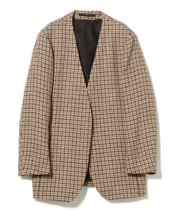 Text / チェック ノーカラー ジャケット