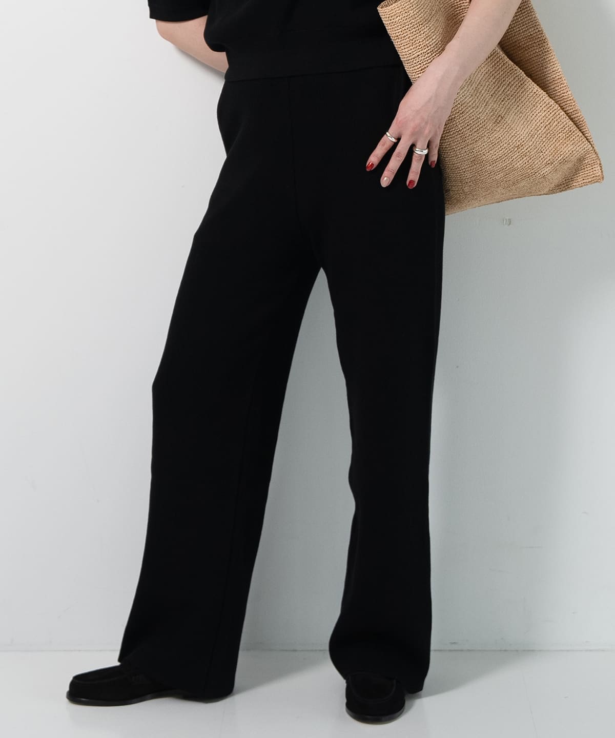 ニット トラウザーズ パンツ WOMEN BLACK ONE SIZE