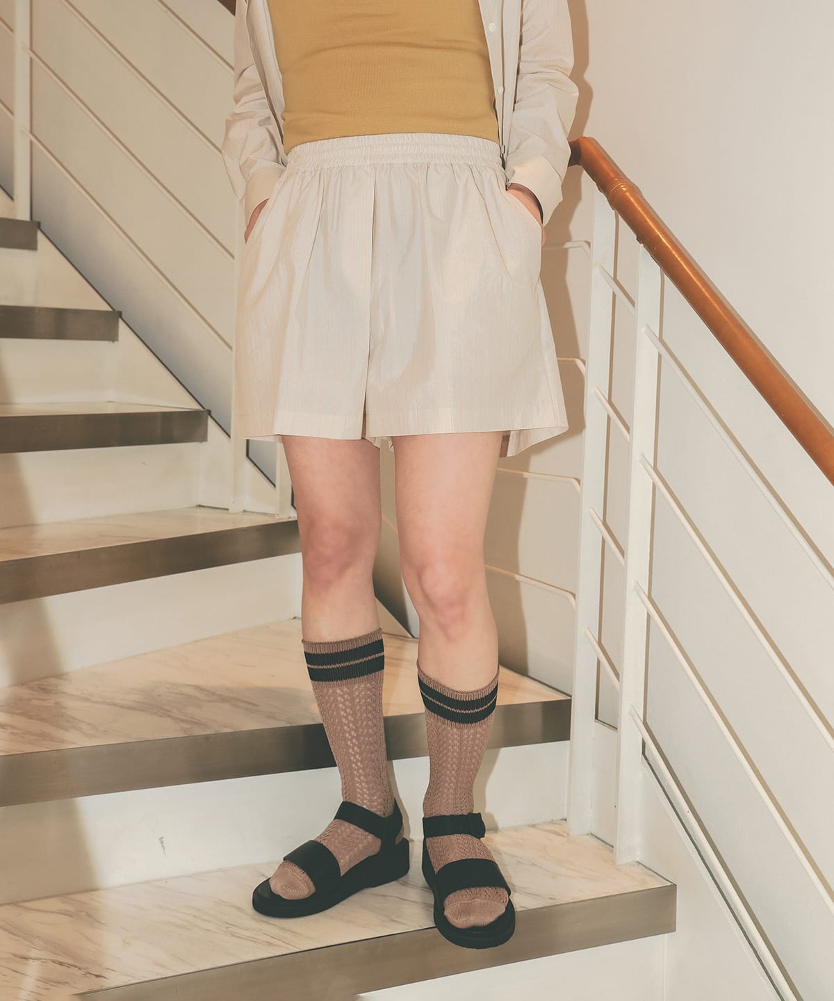 Ernie Palo / ストライプ ショーツ パンツ WOMEN IVORY 36 Ernie Palo / ストライプ ショーツ パンツ WOMEN IVORY 36