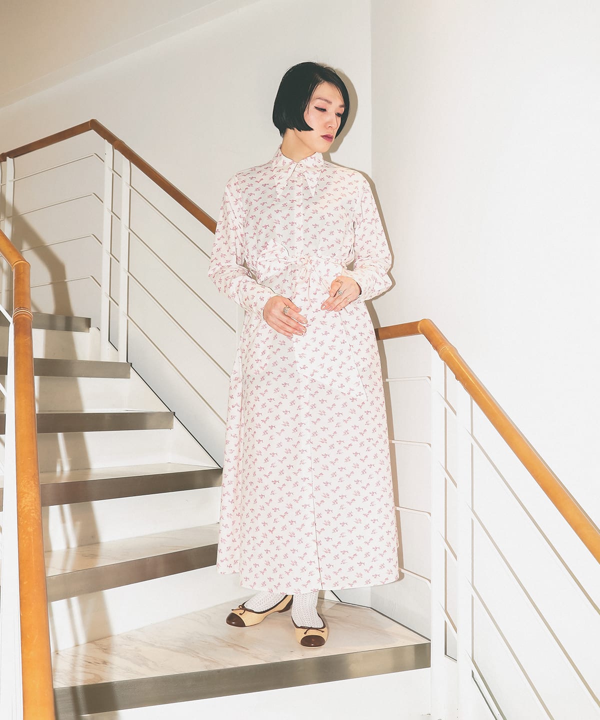 Thierry Colson / ALCESTE フラワー シャツドレス ワンピース WOMEN OLD ROSE S Thierry Colson / ALCESTE フラワー シャツドレス ワンピース WOMEN OLD ROSE S