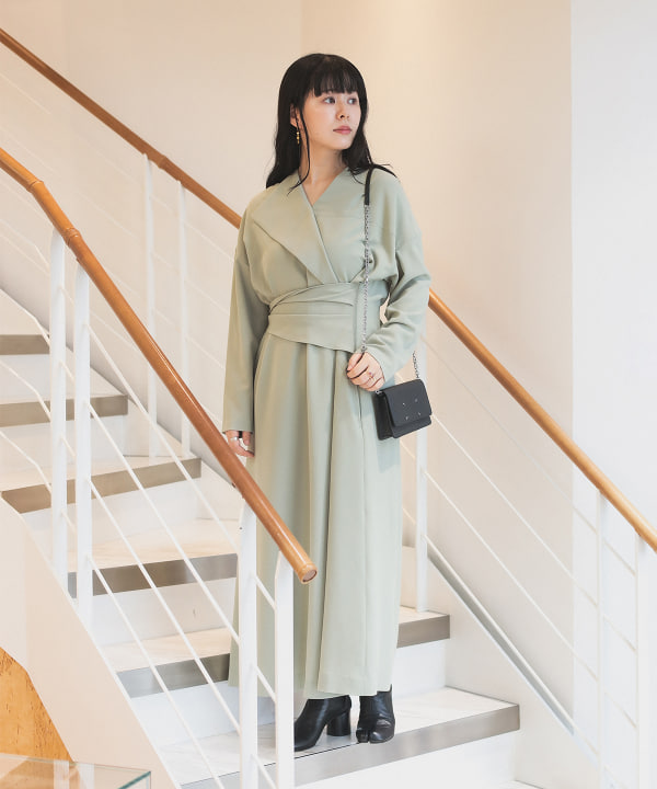 【NAVE】MIZUKI HANAYAMA  ワンピース　Black kOhAKUチュール切替カットソーロングワンピース[品番